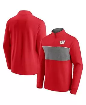 Мужская фирменная красная и серая куртка wisconsin badgers с логотипом и молнией на четверть Fanatics, мульти