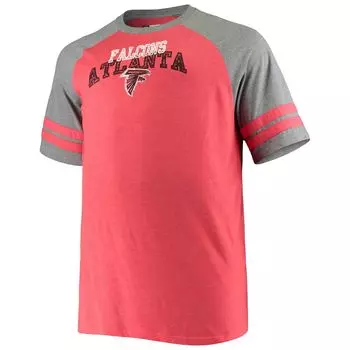 Мужская фирменная красная/серая футболка Atlanta Falcons Big & Tall с двумя полосками, трехцветная футболка реглан Fanatics