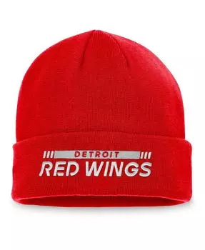 Мужская фирменная красная вязаная шапка Detroit Red Wings Authentic Pro Rink с манжетами Fanatics