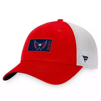 Мужская фирменная красно-белая кепка Fanatics Washington Capitals Authentic Pro Rink Trucker Snapback