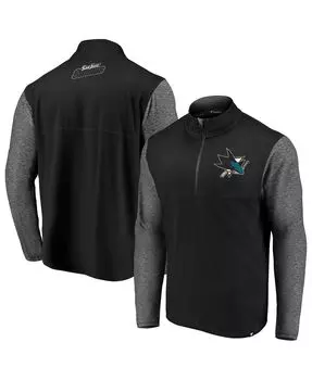 Мужская фирменная куртка-пуловер san jose sharks черного и серого цвета с мелким принтом made to move с молнией на четверть Fanatics, мульти