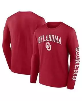 Мужская фирменная малиновая футболка с длинным рукавом и логотипом Oklahoma Earlys Fanatics, красный