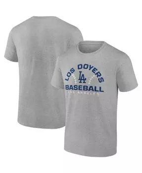 Мужская фирменная меланжевая серая футболка los angeles dodgers iconic go for two Fanatics, мульти