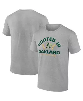 Мужская фирменная меланжевая серая футболка oakland athletics iconic go for two Fanatics, мульти