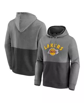 Мужская фирменная меланжевая угольно-черная толстовка с капюшоном los angeles lakers block party с аппликацией в стиле колор-блок Fanatics, мульти