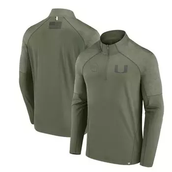 Мужская фирменная оливковая куртка Miami Hurricanes OHT Military Appreciation Titan с молнией на четверть длины реглан Fanatics
