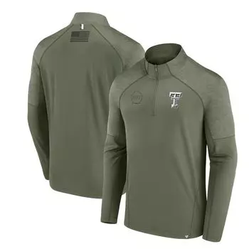 Мужская фирменная оливковая куртка Texas Tech Red Raiders OHT Military Appreciation Titan с молнией на четверть длины реглан Fanatics