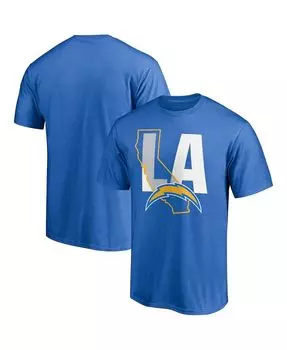 Мужская фирменная пудровая синяя футболка los angeles chargers hometown collection 1st down Fanatics, синий