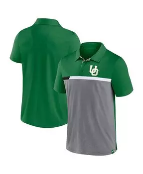 Мужская фирменная рубашка поло зеленого и меланжевого цвета oregon ducks split block color block Fanatics, мульти