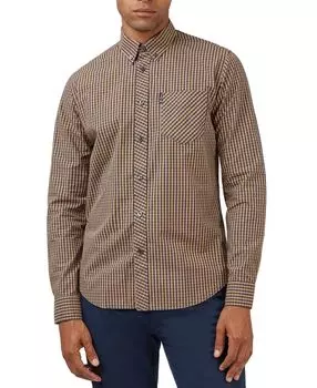 Мужская фирменная рубашка в мелкую клетку с длинными рукавами и пуговицами Ben Sherman