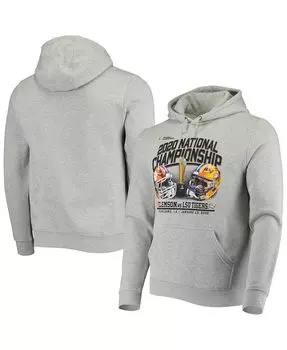 Мужская фирменная серая футболка плей-офф национального чемпионата по студенческому футболу 2020 lsu tigers vs. толстовка с капюшоном clemson tigers matchup touchback Fanatics, серый