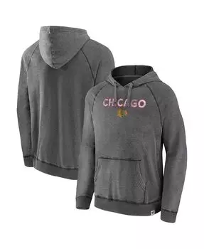 Мужская фирменная серая толстовка с капюшоном chicago blackhawks special edition 2.0 weathered pullover Fanatics, серый