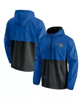 Мужская фирменная сине-черная куртка-пуховик orlando magic anorak block party с капюшоном и молнией до половины Fanatics