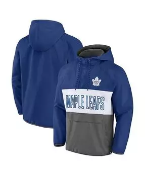 Мужская фирменная сине-серая куртка Toronto Maple Leafs Backhand Shooter Defender Anorak худи с капюшоном и молнией на четверть Fanatics, синий