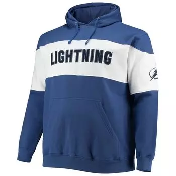 Мужская фирменная синяя/белая флисовая толстовка с капюшоном Tampa Bay Lightning Big & Tall с цветными блоками Fanatics