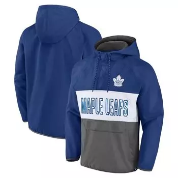Мужская фирменная синяя/серая толстовка с капюшоном Toronto Maple Leafs Backhand Shooter Defender Anorak, куртка с капюшоном и молнией на четверть Fanatics
