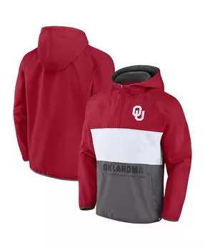 Мужская фирменная темно-красная толстовка с капюшоном oklahoma sooners victory on raglan с молнией на четверть Fanatics
