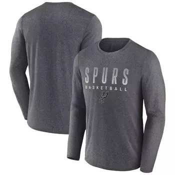 Мужская фирменная темно-серая футболка с длинными рукавами San Antonio Spurs, где легенды играют в культовую практику Fanatics