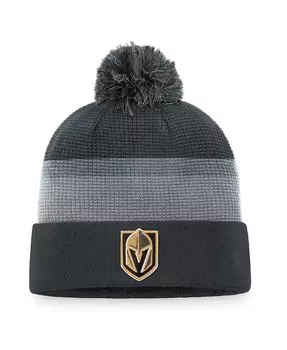 Мужская фирменная темно-серая вязаная шапка Vegas Golden Knights Authentic Pro Home Ice с манжетами и помпоном Fanatics