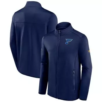 Мужская фирменная темно-синяя флисовая куртка St. Louis Blues Authentic Pro Rink с молнией во всю длину Fanatics