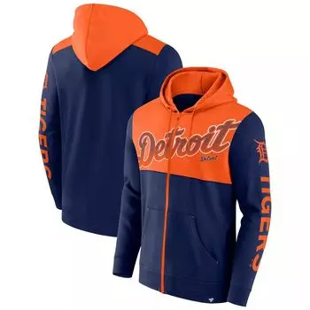 Мужская фирменная темно-синяя флисовая толстовка с молнией во всю длину Detroit Tigers Fanatics