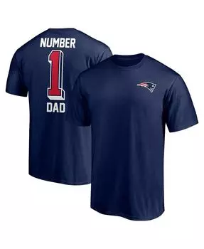 Мужская фирменная темно-синяя футболка new england patriots # 1 dad logo Fanatics, синий