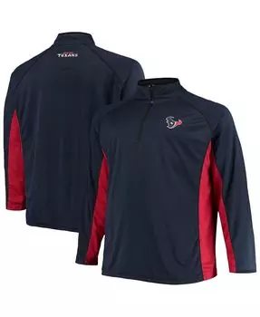 Мужская фирменная темно-синяя, красная куртка houston texans big and tall из полиэстера с молнией на четверть реглан Fanatics, мульти