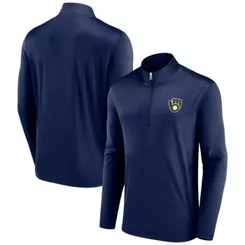 Мужская фирменная темно-синяя куртка с молнией четверть четверти Milwaukee Brewers Underdog Mindset Fanatics