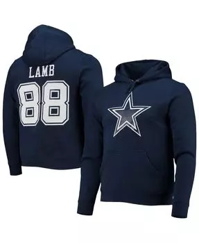 Мужская фирменная толстовка с капюшоном ceedee lamb navy dallas cowboys player icon с именем и номером Fanatics, синий