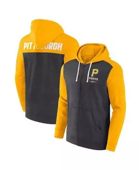 Мужская фирменная толстовка с капюшоном на молнии pittsburgh pirates blown away темно-серого и золотистого цвета с меланжевым покрытием Fanatics, мульти
