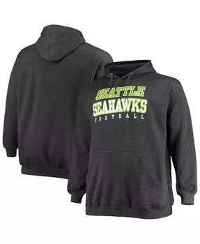 Мужская фирменная толстовка с капюшоном seattle seahawks из меланжевого древесного угля большого и высокого роста с капюшоном практика Fanatics, мульти