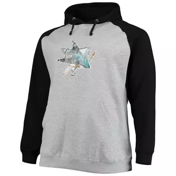 Мужская фирменная толстовка с капюшоном серого/черного цвета с принтом San Jose Sharks Big & Tall реглан Fanatics