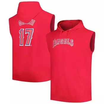 Мужская фирменная толстовка с капюшоном Shohei Ohtani Red Los Angeles Angels с именем и номером Muscle Tank Fanatics