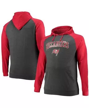 Мужская фирменная толстовка с капюшоном tampa bay buccaneers красного и меланжевого угольно-черного цвета, большая и высокая, легкая пуловер с капюшоном реглан Fanatics, мульти