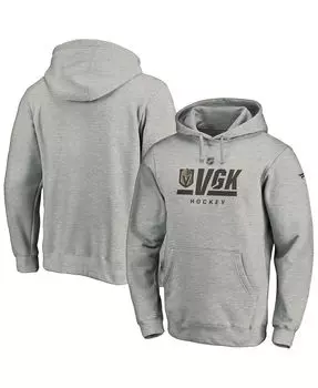 Мужская фирменная толстовка с капюшоном vegas golden knights authentic pro secondary logo из меланжевого серого цвета с логотипом Fanatics, мульти