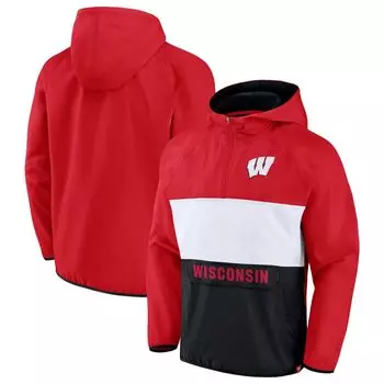 Мужская фирменная толстовка с молнией четверть четверти Red Wisconsin Badgers Victory On Raglan Fanatics