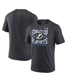 Мужская фирменная угольно-серая футболка tampa bay lightning 2022 stanley cup playoffs с запахом Fanatics, мульти