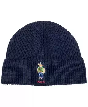 Мужская фирменная университетская шапка с медведем Polo Ralph Lauren, синий