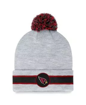Мужская фирменная вязаная шапка с манжетами и помпоном Arizona Cardinals Heather Grey Arizona Cardinals Fanatics
