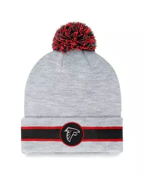 Мужская фирменная вязаная шапка с манжетами и помпоном Atlanta Falcons Heather Grey Atlanta Falcons Fanatics