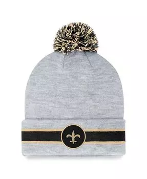 Мужская фирменная вязаная шапка с манжетами и помпоном New Orleans Saints Heather Grey New Orleans Saints Fanatics