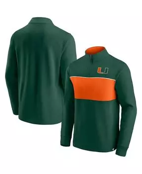 Мужская фирменная зелено-оранжевая куртка miami hurricanes primary с молнией на четверть с логотипом Fanatics, мульти