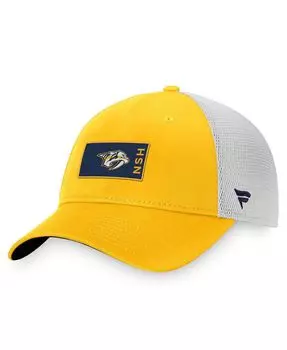Мужская фирменная золотисто-белая кепка Nashville Predators Authentic Pro Rink Trucker Snapback Fanatics