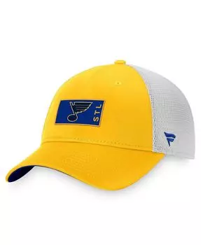 Мужская фирменная золотисто-белая кепка St. Louis Blues Authentic Pro Rink Trucker Snapback Fanatics