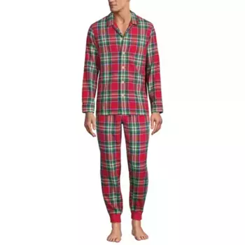 Мужская фланелевая пижамная рубашка Lands' End, цвет heritage red plaid