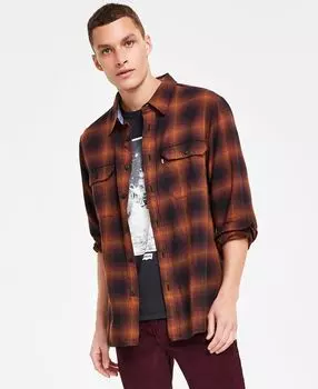 Мужская фланелевая рабочая рубашка свободного покроя с пуговицами спереди Levi's