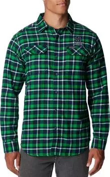 Мужская фланелевая рубашка Columbia на пуговицах с длинным рукавом в ирландскую зеленую клетку с сигнальным пистолетом Columbia Notre Dame Fighting