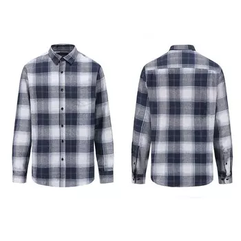 Мужская фланелевая рубашка классического кроя на пуговицах Braveman в клетку Buffalo, цвет Blue Heather