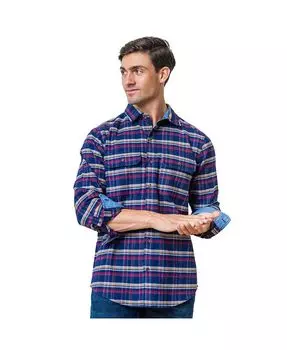 Мужская фланелевая рубашка на пуговицах с длинными рукавами и двумя карманами Hope & Henry, синий