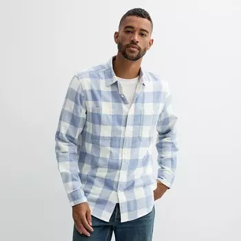 Мужская фланелевая рубашка на пуговицах Sonoma Goods For Life, цвет Blue Buff Check